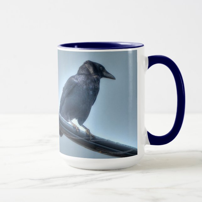 Black Raven auf einer Powerline Gothic, Celtic, Wi Tasse (Rechts)