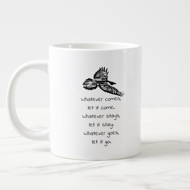 Black Raven Bird in die Höhe schießen inspirierend Jumbo-Tasse (Links)