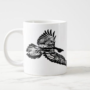 Black Raven Bird in Flight Swooping Art Jumbo-Tasse