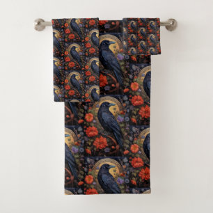 Black Raven Dark Gothic Muster Badhandtuch Set