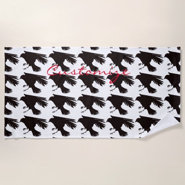 Black Raven Flying Thunder_Cove Strandtuch (Vorderseite)