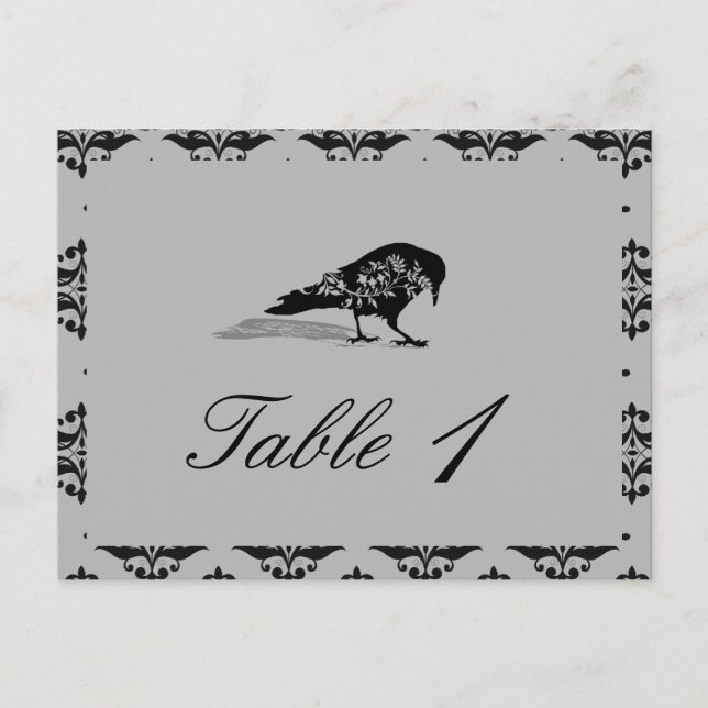 Black Raven Gothic Frame Wedding Tischnummer (Vorderseite)