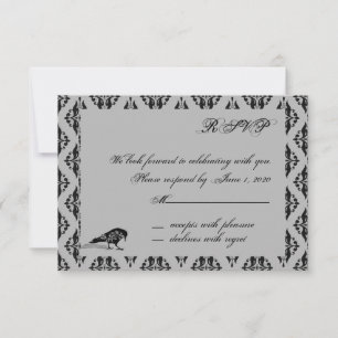 Black Raven Gothic Rahmen Antwortkarte Einladung
