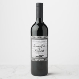 Black Raven Gothic Rahmen Wedding Wine Label Weinetikett