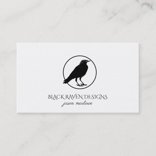 Black Raven in Circle Business Card Visitenkarte (Vorderseite)