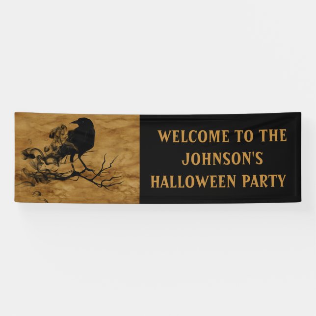 Black Raven Magic Halloween-Party  Banner (Horizontal)