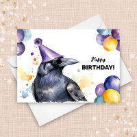 Black Raven mit Balloons und Party Hat Geburtstag