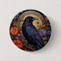 Black Raven mit Blume Gothic Design