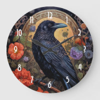Black Raven mit Blume Gothic Design