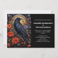 Black Raven mit Blume Gothic Design Hochzeit