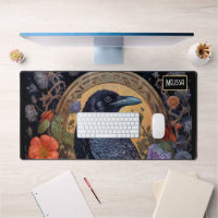 Black Raven mit Blume Gothic Design