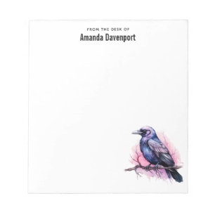 Black Raven on a Branch Illustration Notizblock