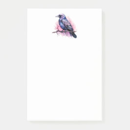 Black Raven on a Branch Illustration Post-it Klebezettel