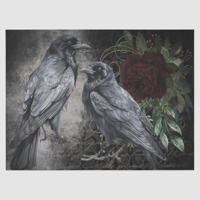 Black Raven Rose Whimsical Seidenpapier (Vorderseite)
