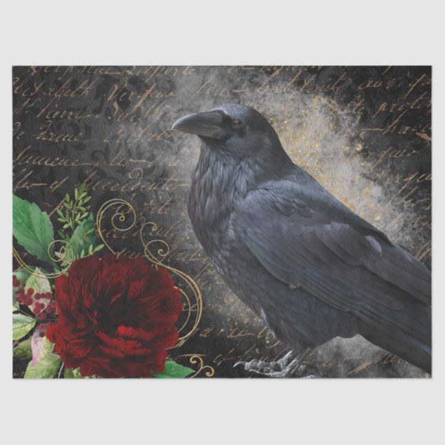 Black Raven Rose Whimsical Seidenpapier (Vorderseite)