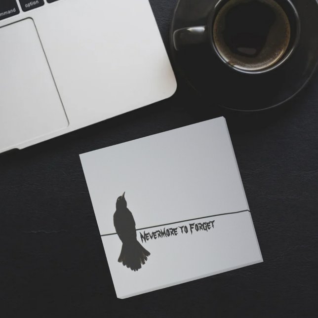 Black Raven Silhouette auf Grau Post-it Klebezettel (Von Creator hochgeladen)