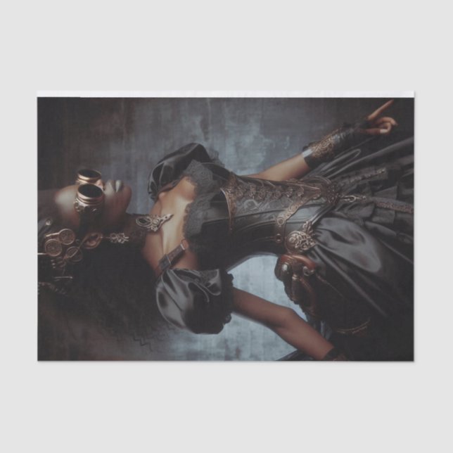 Black Raven Steampunk Vintage Viktorianische Lady Seidenpapier (Vorderseite)