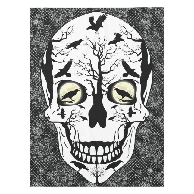 Black Raven Sugar Skeleton Tischtuch Tischdecke (Vorderseite)