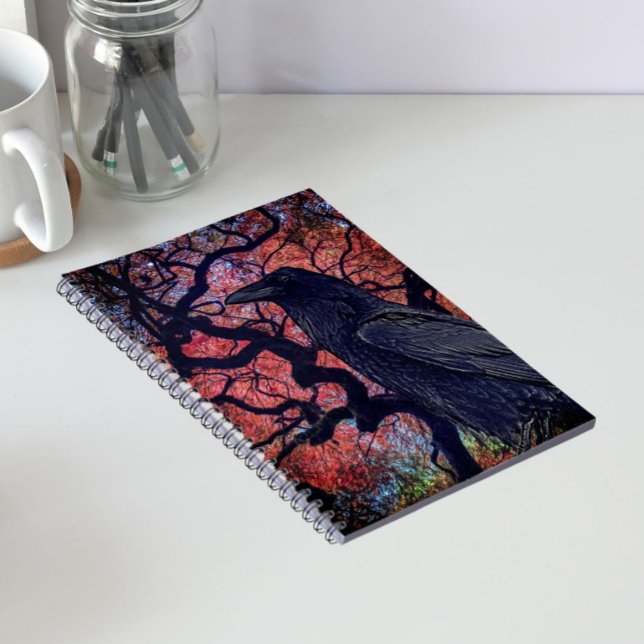 Black Raven und Gnarly Japanese Maple Tree Notizblock (In Situ)