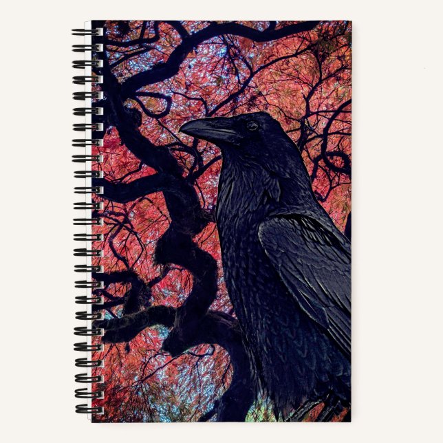 Black Raven und Gnarly Japanese Maple Tree Notizbuch (Vorderseite)