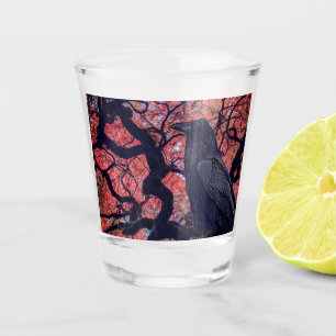 Black Raven und Gnarly Japanese Maple Tree Schnapsglas