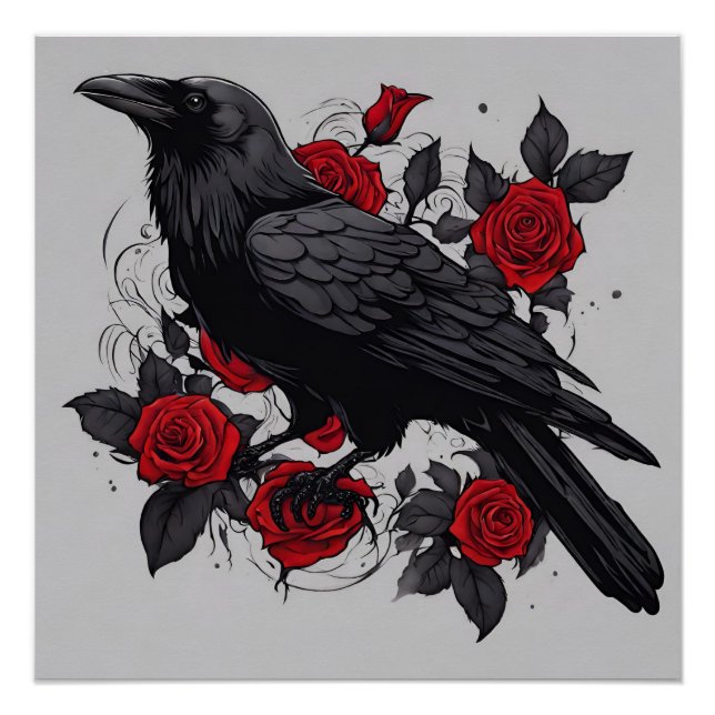Black Raven und Rote Rosen Poster (Vorderseite)