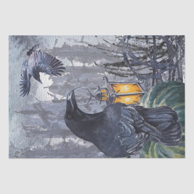 Black Raven Watercolor Seidenpapier (Vorderseite)