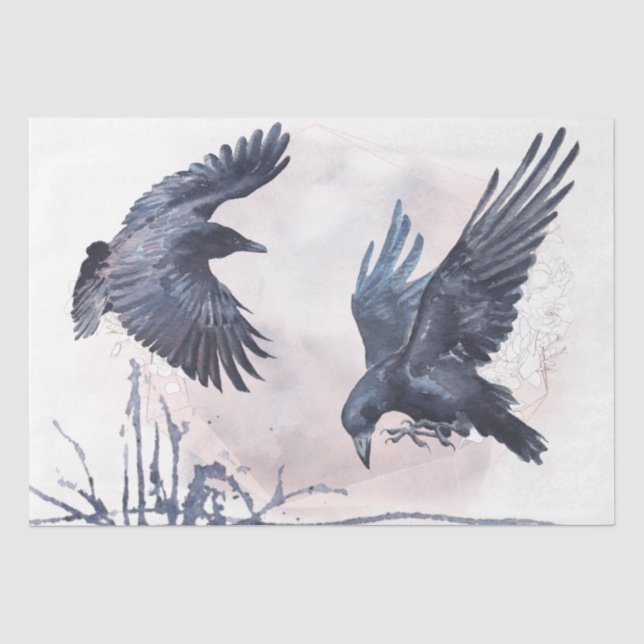 Black Raven Watercolor Seidenpapier (Vorderseite)