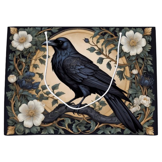 Black Raven William Morris Inspiriert Große Geschenktüte (Vorderseite)
