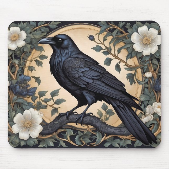 Black Raven William Morris Inspiriert Mousepad (Vorne)