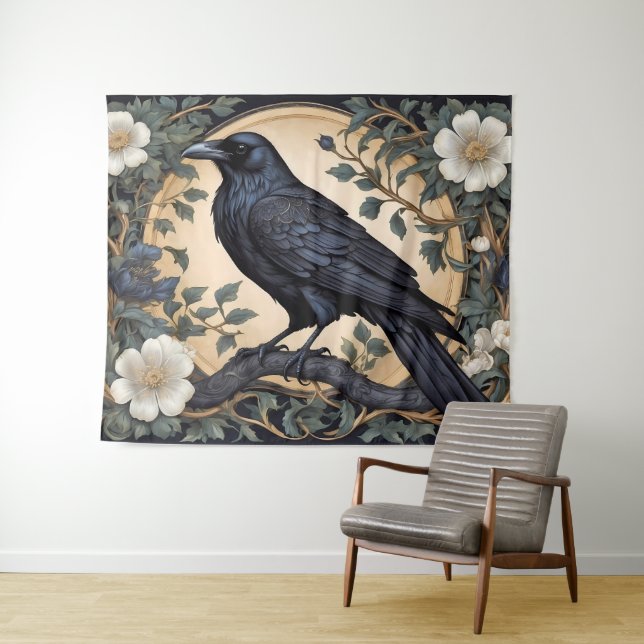 Black Raven William Morris Inspiriert Wandteppich (Beispiel (Horizontal))