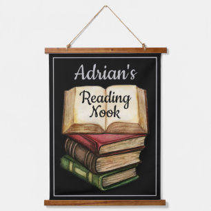 Black Reading Nook Wandteppich Mit Holzrahmen