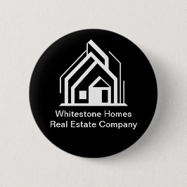 Black Real Estate Company Custom Realtor Name Tag Button