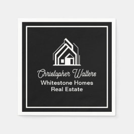 Black Real Estate Company Custom Realtor Party Serviette
