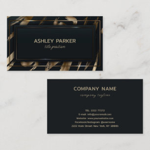 Black Rectangle Gold Brush Visitenkarte