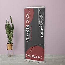 Black Red Abstrakt 2025 Class Abschluss Ausziehbarer Banner