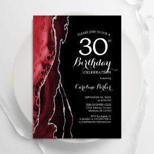 Black Red Agate 30. Geburtstag Einladung