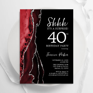 Black Red Agate Überraschung 40. Geburtstag Einladung
