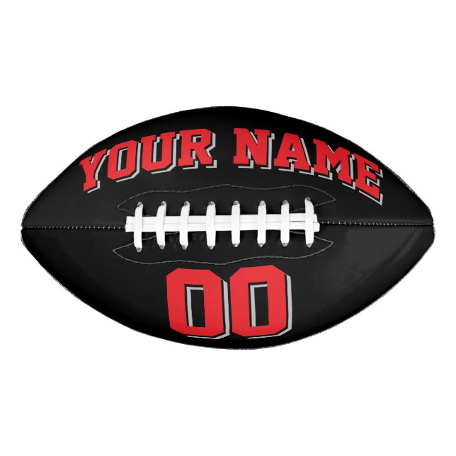 BLACK RED AND SILVER GRAY Custom Football (Vorderseite)