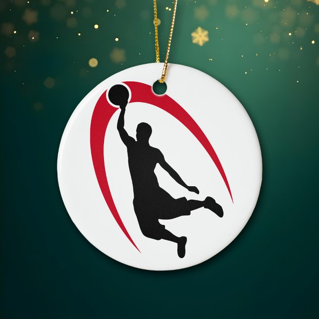 Black Red Basketball Personalisiert Keramikornament (Von Creator hochgeladen)