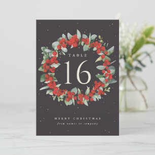 Black Red Berries+Eucalyptus Holiday Tischnummer