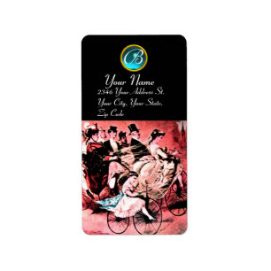 BLACK RED BLAUE BICYCLE WEDEDING MONOGRAM ADRESSAUFKLEBER