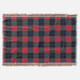 Black Red Blue Kariert Karo Throw Blanket Vintag Decke