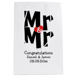 Black Red Bold Moderne Personalisiert Mr. and Mr. Mittlere Geschenktüte