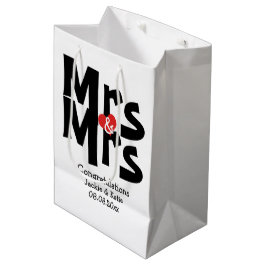 Black Red Bold Moderne Personalisierte Mrs. and Mr Mittlere Geschenktüte