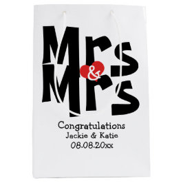 Black Red Bold Moderne Personalisierte Mrs. and Mr Mittlere Geschenktüte