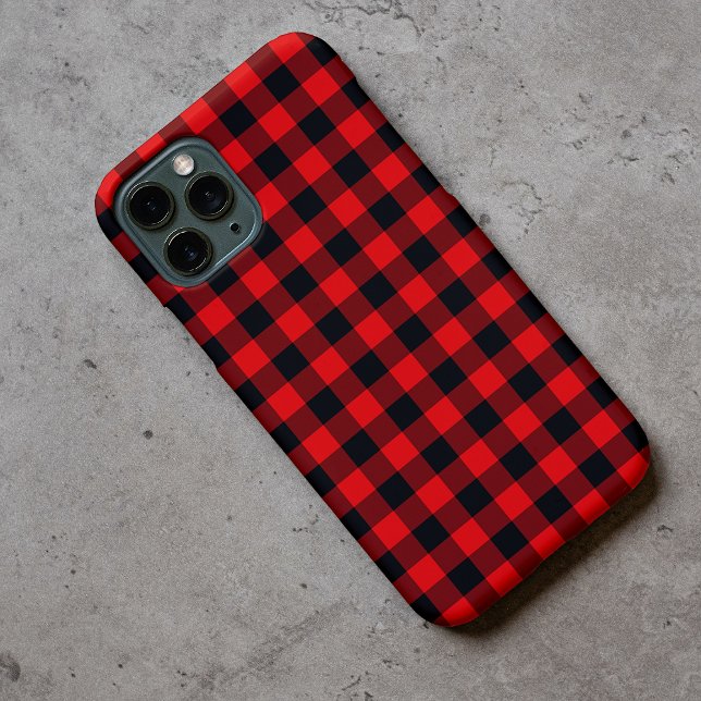 Black Red Buffalo Lumberjack Plaid Check Pattern iPhone Hülle (Von Creator hochgeladen)