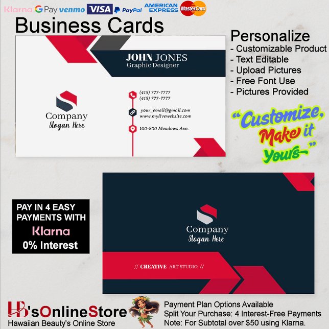 Black & Red Business Cards 11 Pack mit 100 Stück Visitenkarte (Black & Red Business Cards 11 Pack of 100.)