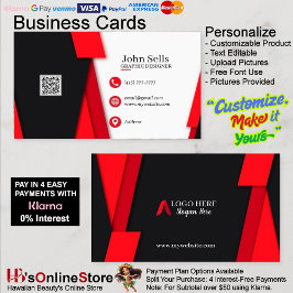 Black & Red Business Cards 36 Pack mit 100 Stück Visitenkarte