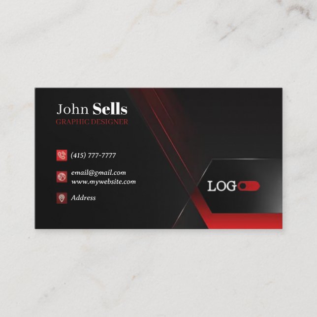 Black & Red Business Cards 38 Pack mit 100 Stück Visitenkarte (Vorderseite)
